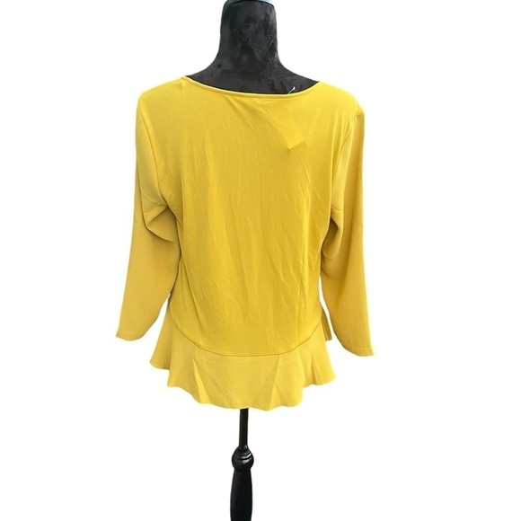 Ann Taylor Ladies Blouse Mustard 3/4” Length Pull Over Peplum Ruffle Size‎ M NWT - Picture 4 of 14